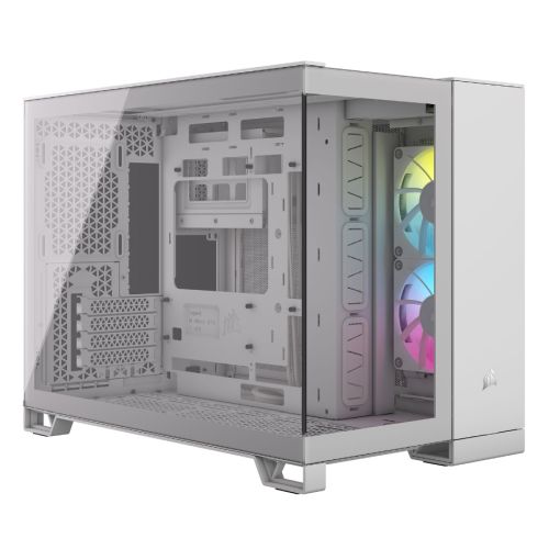 Corsair 2500X RGB Dual Chamber Gaming Case w/ Glass Side & Front, Micro ATX, 2x RGB Fans, Mesh Panels, USB-C, Asus BTF Compatible, White Corsair 2500X RGB Dual Chamber Gaming Case w/ Glass Side & Front, Micro ATX, 2x RGB Fans, Mesh Panels, USB-C, Asus BTF Compatible, White